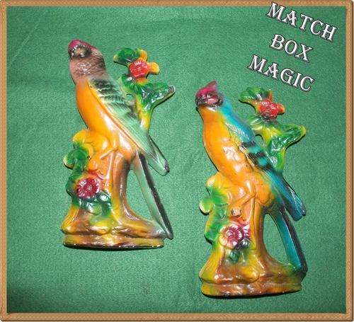 FANTASTIC KITSCH TWO VINTAGE PLASTER WALL PLAQUES BIRDS TAKE A LOOK
