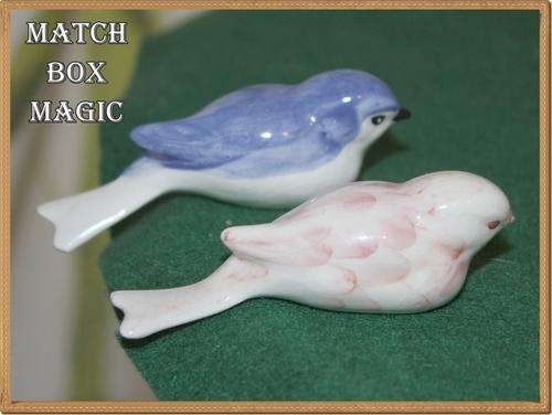 TWO SWEET LITTLE SWALLOW BIRDS PINK AND BLUE