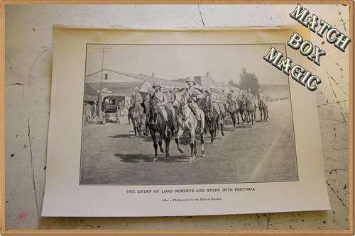 HISTORICAL PRINT  THE ENTRY OF LORD ROBERTS AND STAFF IN PRETORIA