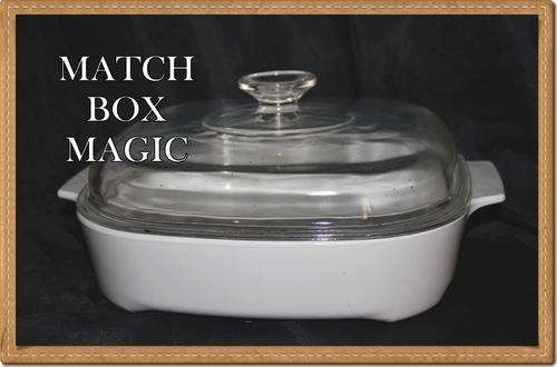 CORNINGWARE PYREX MICROWAVE BROWNING DISH WHITE WITH GLASS  LID IN GOOD ORDER