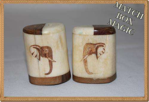 BEAUTIFUL QUALITY BONE? AND WOOD SALT AND PEPPER SET TAKE A LOOK