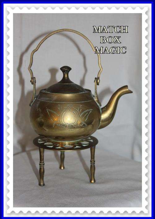 DECORATIVE BRASS TEAPOT ON STAND