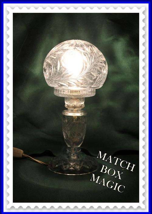 ROSE CUT GLASS TABLE LAMP SEE PICS FOR CONDITION HEIGHT APROX 35CM