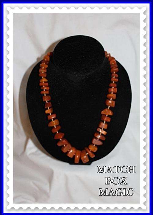 VINTAGE AMBER NECKLACE ON KNOTTED STRING LARGE AMBER PIECES SEE PICS