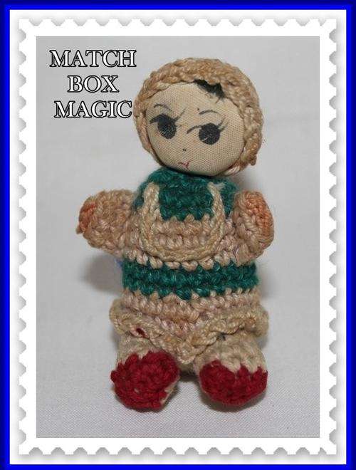 SWEET VINTAGE CROCHET AND CLOTH DOLL PERFECT FOR A DOLLS HOUSE