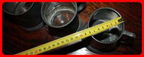 THREE PEWTER TANKARDS TWO WITH CLEAR BOTTOMS  ONE FROM 1935 MAKERS MARKS UNDERNEATH