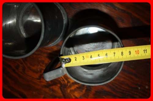 THREE PEWTER TANKARDS TWO WITH CLEAR BOTTOMS  ONE FROM 1935 MAKERS MARKS UNDERNEATH