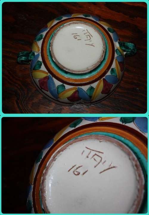 PRETTY HAND PAINTED POTTERY BOWL FROM ITALY