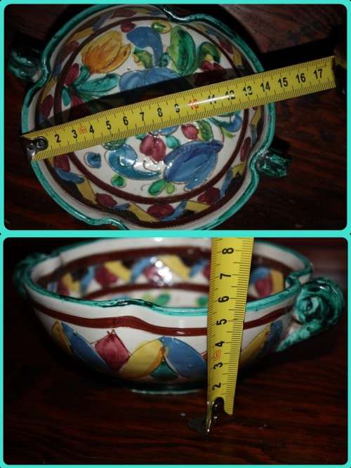 PRETTY HAND PAINTED POTTERY BOWL FROM ITALY