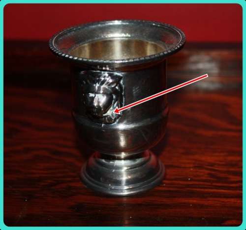 VINERS OF SHEFFIELD ENGLAND SILVER PLATED LION HEAD HANDLE URN SMALL