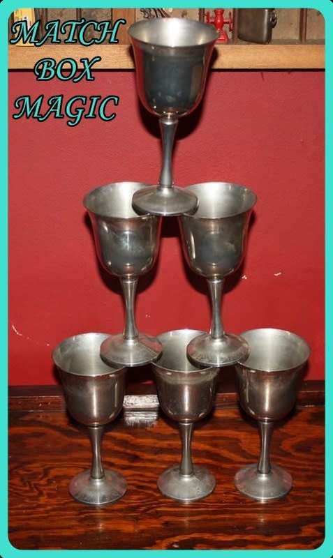 SET OF SIX METAL WINE GOBLETS MAKERS MARK UNDERNEATH