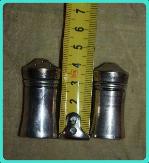 SILVER METAL SALT AND PEPPER SET VINTAGE