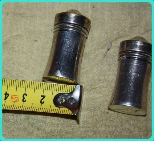 SILVER METAL SALT AND PEPPER SET VINTAGE