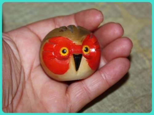 GENUINE ALABASTER HAND CARVED OWL MADE IN ITALY