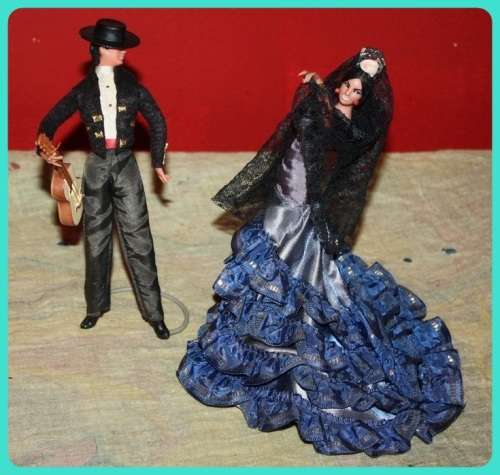 PAIR VINTAGE SPANISH DANCER DOLLS VERY GOOD CONDITION