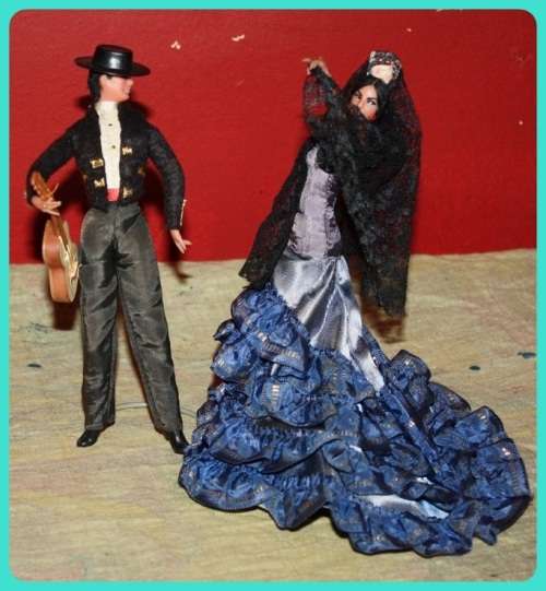 PAIR VINTAGE SPANISH DANCER DOLLS VERY GOOD CONDITION