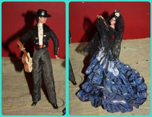 PAIR VINTAGE SPANISH DANCER DOLLS VERY GOOD CONDITION
