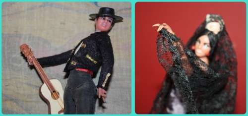 PAIR VINTAGE SPANISH DANCER DOLLS VERY GOOD CONDITION