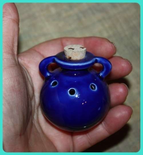 TINY BLUE ESSENTIAL OIL POTTERY ATOMIZER