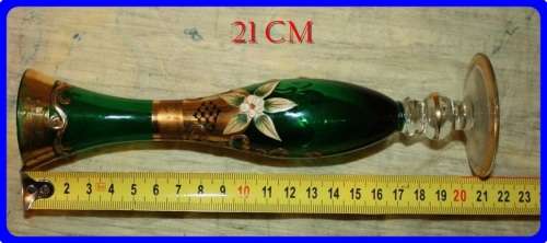 VINTAGE BOHEMIAN CZECH MOSER GLASS EMERALD GREEN VASE