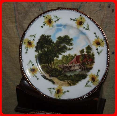 LOVELY PAIR OF MATCHING WALL PLATES RIVER SCENES  FISHING AND WATER MILL