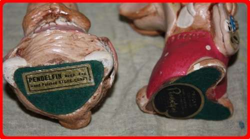 PAIR OF PENDELFIN HAND PAINTED STONECRAFT BUNNY RABBITS VERY COLLECTIBLE
