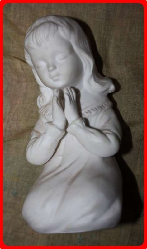 SWEET PRAYING GIRL CHILD FIGURINE UNGLAZED NUMBERED UNDERNEATH