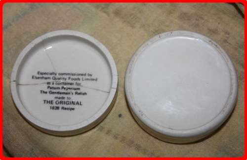 THE GENTLEMAN'S RELISH POT AND LID WITH PARTRIDGE BIRD DETAILS (R)