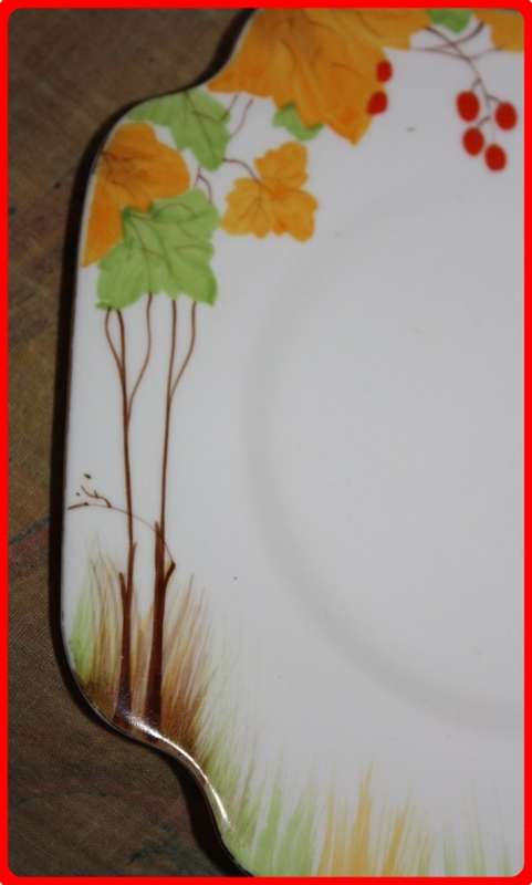 SQUARE  ART DECO SANDWICH PLATE GRAFTON CHINA MADE IN ENGLAND