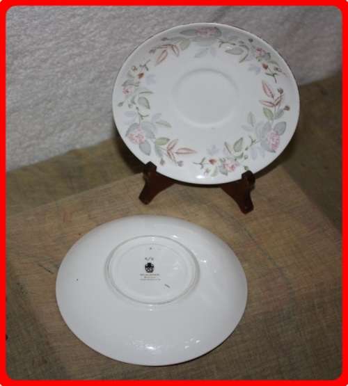PAIR OF WEDGWOOD BONE CHINA SAUCERS  PINK ROSE PATTERN