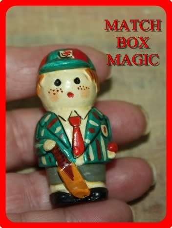 VINTAGE HAND PAINTED SCHOOL BOY WITH CRICKET BAT AND SATCHEL HEIGHT 5CM
