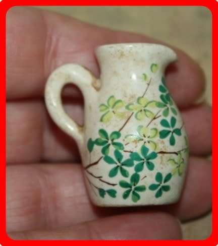 MINIATURE HAND PAINTED JUG WITH LEAF MOTIEF