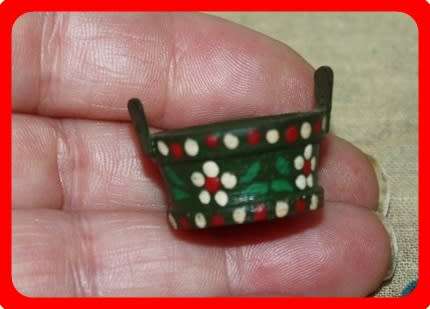 MINIATURE WOODEN HAND PAINTED MILK MAIDS BUCKET