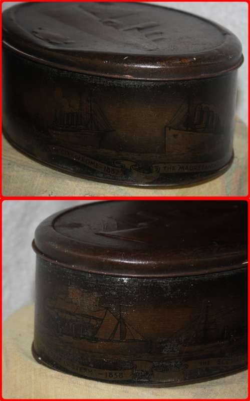 QUEEN MARY TIN  SIDES DEPICT VARIOUS SHIPS  RARE FIND