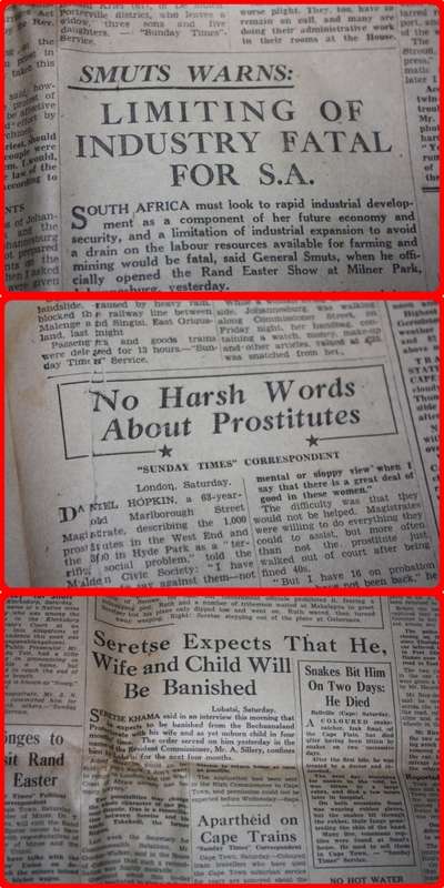 SUNDAY TIMES JOHANNESBURG NEWSPAPER APRIL 2 1950 A FASCINATING LOOK INTO SOUTH AFRICA  MUST READ