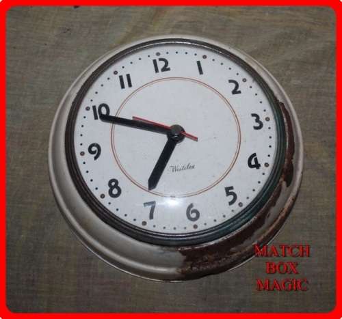 VINTAGE WESTCLOX METAL WALL CLOCK MADE IN USA SHAPPY CHIC CONVERTED TO MODERN MECHANISM