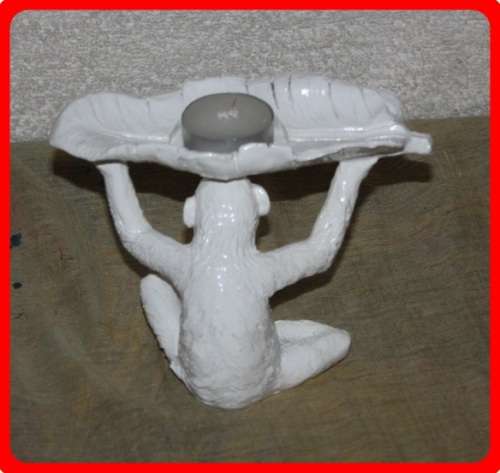 FUN ITEM MONKEY SHELTERING UNDER A BANANA LEAF TEALIGHT CANDLE HOLDER