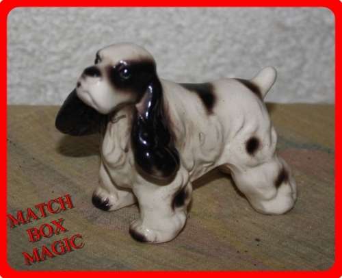 VINTAGE BLACK AND WHITE SPANIEL DOG