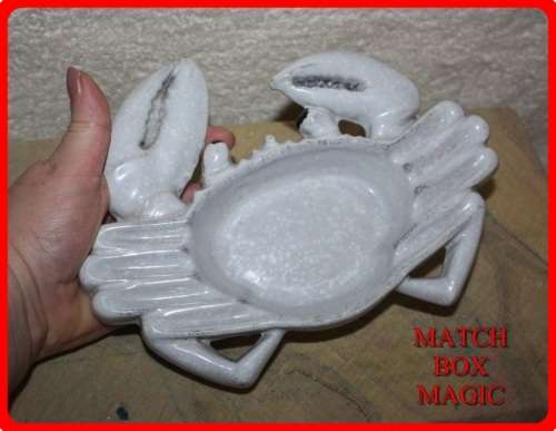 BEAUTIFUL CAST IRON AND ENAMELED CRAB DISH HEAVY ITEM
