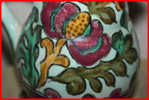 SMIRNA ROYAL ZUID HOLLAND GOUDA JUG HAND PAINTED WITH  ORIGINAL LABEL ON SIDE AND MAKERS MARK UNDERN