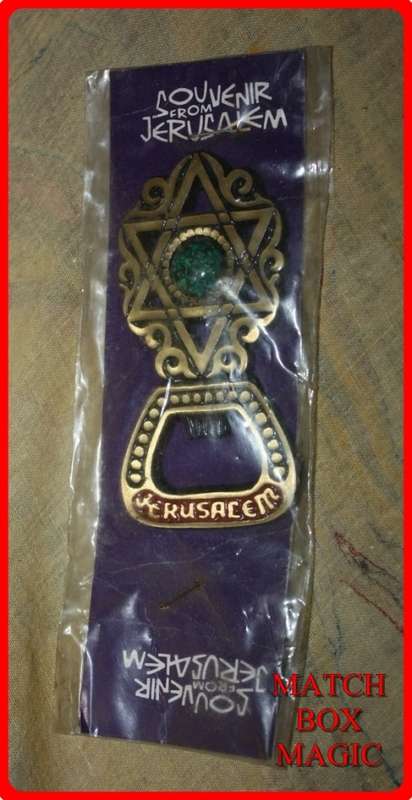 BOTTLE OPENER ISRAEL WITH EILAT STONE AND STAR OF DAVID DETAIL