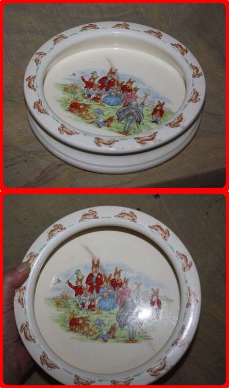 LARGE ROYAL DOULTON BUNNYKINS BOWL  THE PHOTOGRAPH 1954 ART WORK BY BARBARA VERNON (D)