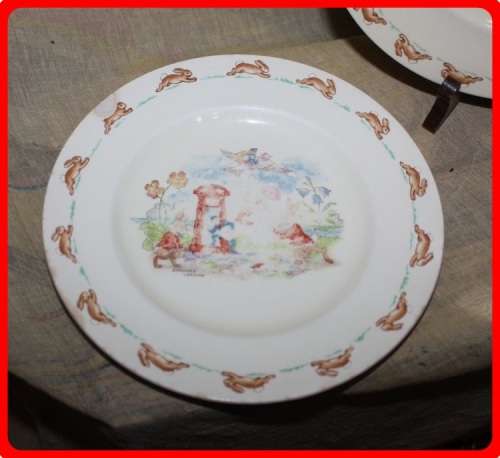 TWO ROYAL DOULTON BUNNYKINS PLATES  POST OFFICE AND BATH TIME (D)