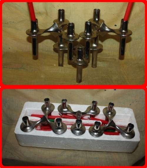 THREE MODERNIST METAL STACKABLE  TAPIR CANDLE HOLDERS ATTRIBUTED TO NAGEL OF GERMANY  VINTAGE