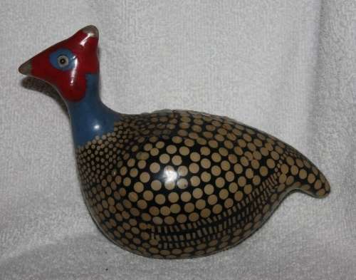 LOVELY HAND PAINTED  POTTERY GUINEA FOWL (R) PERFECT FOR A PATIO GARDEN