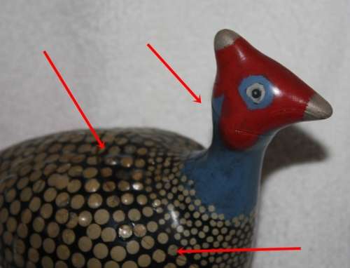 LOVELY HAND PAINTED  POTTERY GUINEA FOWL (R) PERFECT FOR A PATIO GARDEN