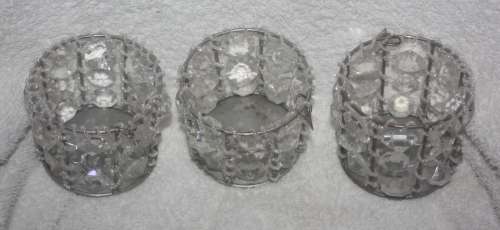 THREE SPARKLE TEA LIGHT CANDLE HOLDERS