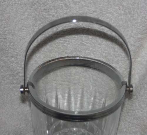 LOVELY  GLASS CRISTAL d,ARQUCS  ICE BUCKET  FREE TONGS MAKERS STAMP UNDERNEATH