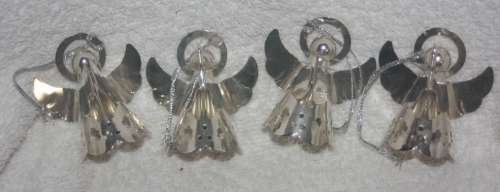 FOUR LOVELY SILVER METAL ANGELS PERFECT FOR YOUR CHRISTMAS TREE