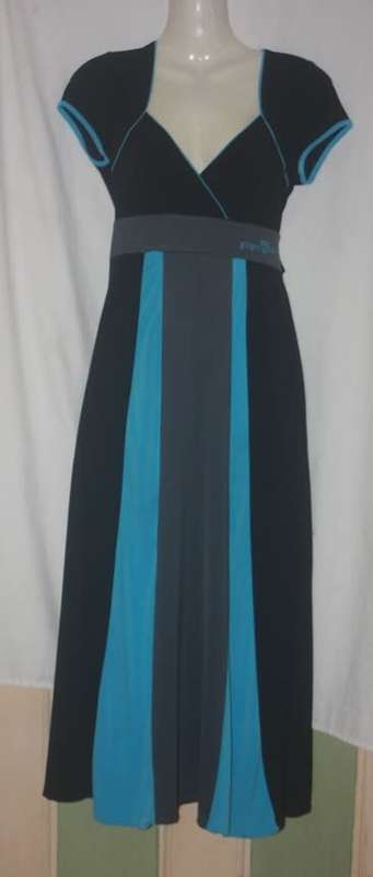 SEXY LYCRA MAXI DRESS BY GINGER MARY IN THREE TONES  BLACK AQUAMARINE GREY SIZE 34SIZE 34